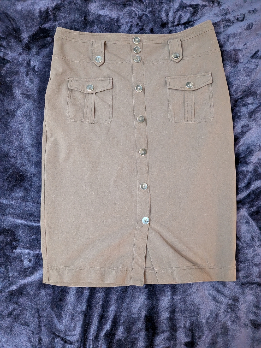 New York & Company Brown Button-Front Pencil Skirt